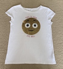 Gapkids Girls Size XXL Or 14-16 Flip Sequin Tee. White 100 Cotton Short Sleeve