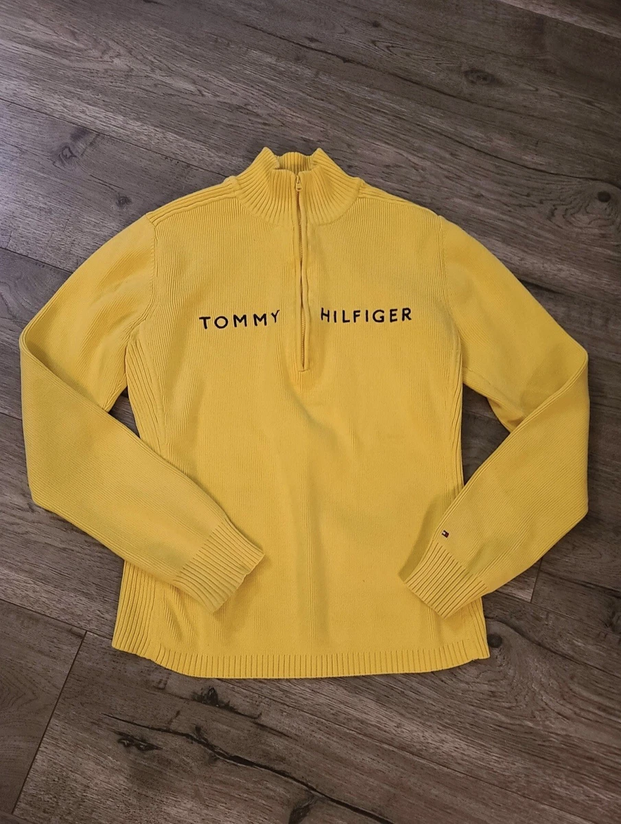 Hilfiger Yellow, Heavy Knit, Half Zip Size Large | eBay