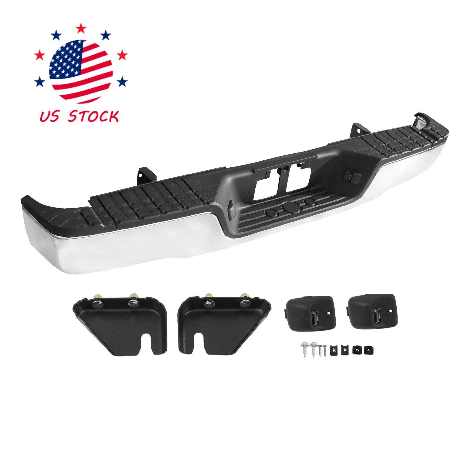 Conjunto de parachoques trasero de acero cromado sin orificio de estacionamiento para Toyota Tundra 2007-2013