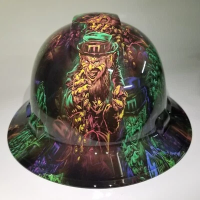 PYRAMEX FULL BRIM Hard Hat custom hydro dipped , NEW LEPERCHAUN NEW