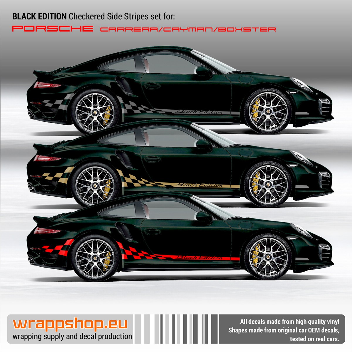 Checkered Black Edition Side Graphic Design for Porsche | eBay