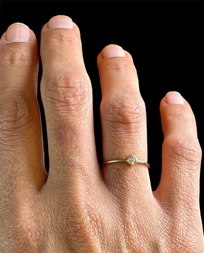 14k Yellow White Rose Gold Natural Diamond Bezel Set Diamond Solitaire Ring - Picture 6 of 20