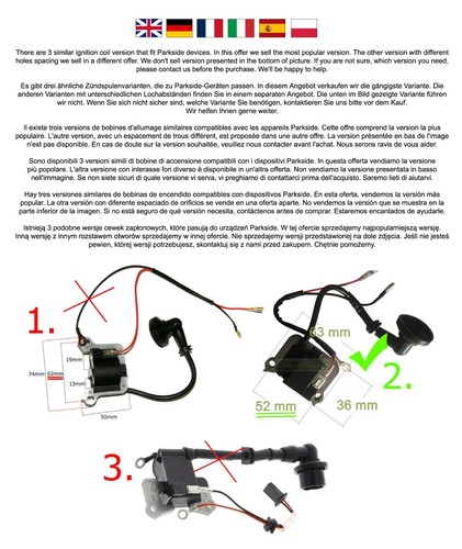 Zündspule für Parkside PBK 4 B3 (PBK4B3) Motorsense Freischneider - Picture 5 of 5