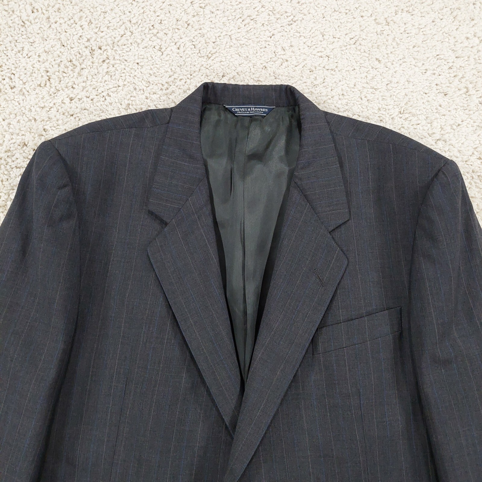 FILA Giacca tuta blazer lana Gieves and Hawkes 46R grigio a righe Savile Row vintage