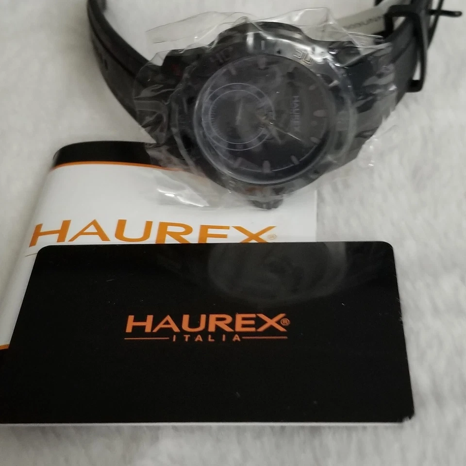 RELOJ PULSERA HAUREX ITALIA ITALY ACROS 3N503UNN NEGRO IP diseñador cuarzo para hombres nuevo en caja Foto 2 de 4