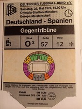 Ticket Eintrittskarte Fußball DFB Länderspiel  1976  Deutschland  - Spanien