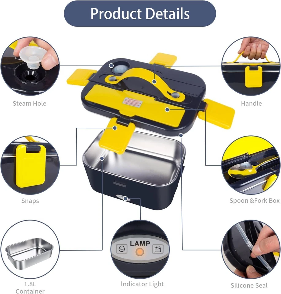 80W Loncheras Electrica Para Comida Calentar El Almuerzo Caliente Trabajo Carro - Image 3 of 4