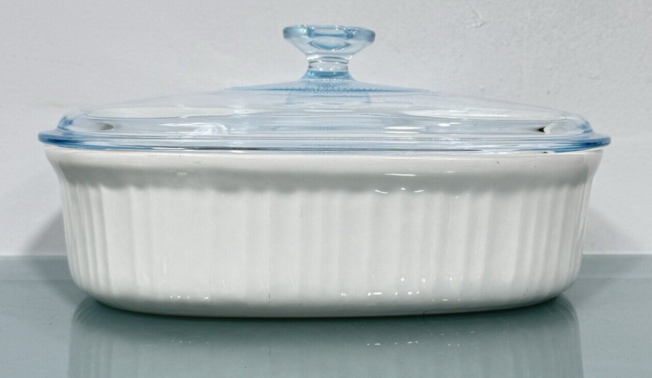 Corning Ware F-2-B Oval 2.8 Qt White Casserole Baking Cook Dish Pyrex Glass Lid