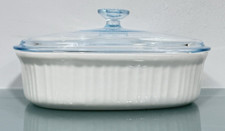 CorningWare F-2-B Oval White Casserole Bake Ceramic Dish 2.8L - Pyrex Lid 2.9Qt