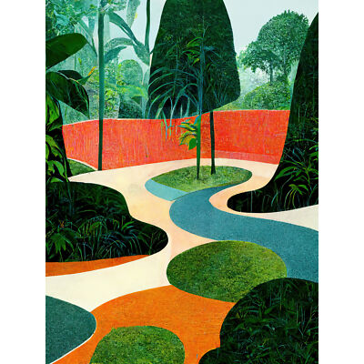 Pop Art Midcentury Stil Dschungel Garten riesiger Wandkunstdruck Bild 18x24 Zoll