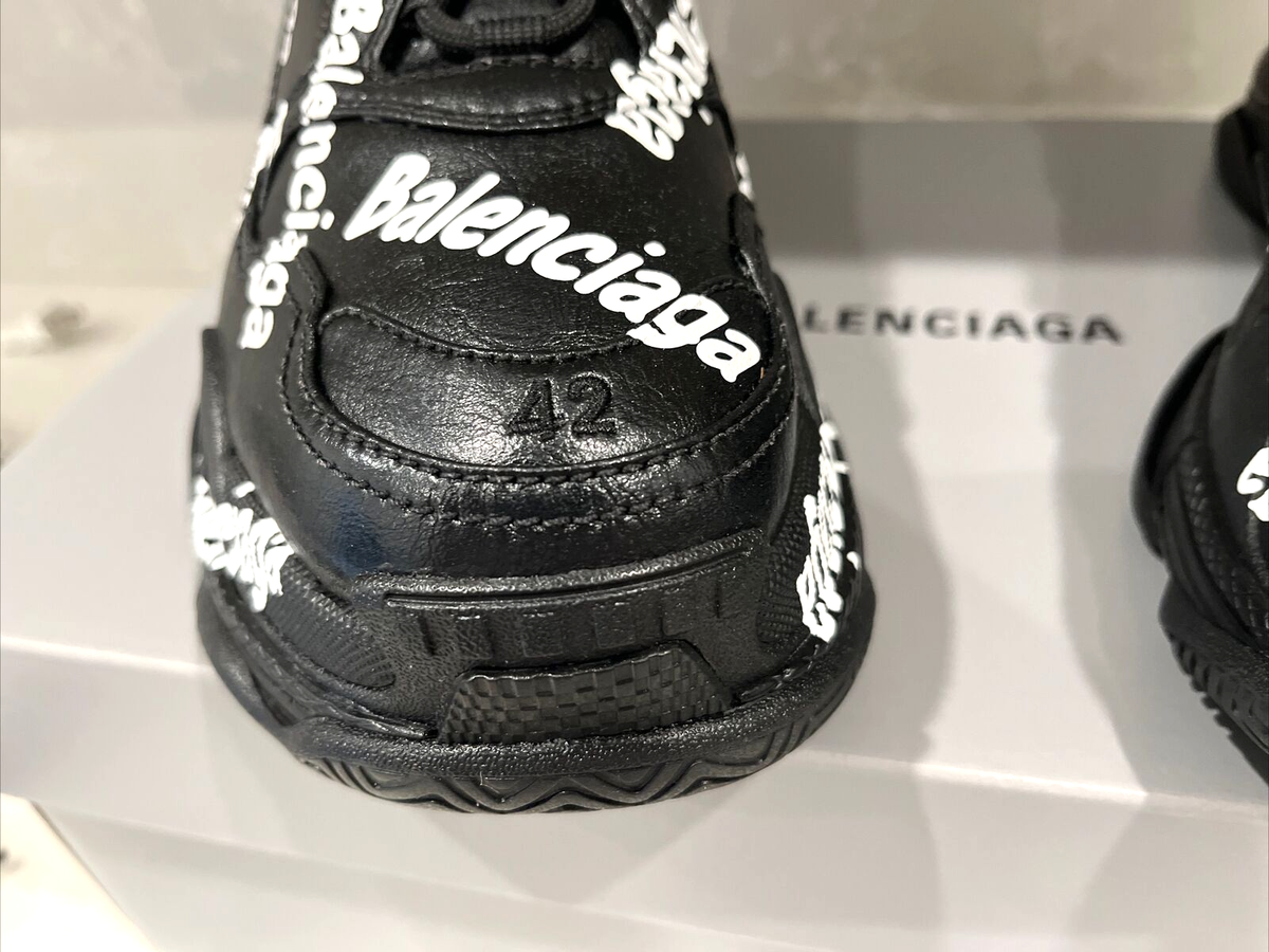 Size 9 - Men's Balenciaga Triple S Allover Logo Sneakers Size 9 - Men's Balenciaga Triple S Allover Logo Sneakers