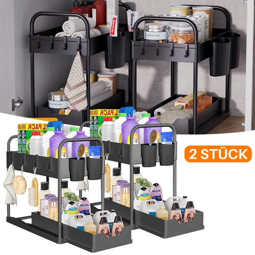 2x Küchenschrank Organizer,2 Etage Unter Waschbecken Regal Spülschrank Organizer - Bild 2 von 17