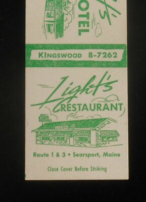 1950s Light's Restaurant and Light's Motel Route 1 & 3 Map Searsport ME Waldo Co