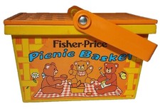 Vintage 1974 Fisher Price 677 Picnic Basket No Accessories Basket Only