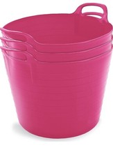 2 x 42 Litre Large Flexi Tub Garden Flexible Storage Colour Bucket Basket PINK