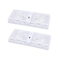 Facon 2PKS 12V LED RV Interior Reading Lamp Wall Sconce With USB Charger For Car