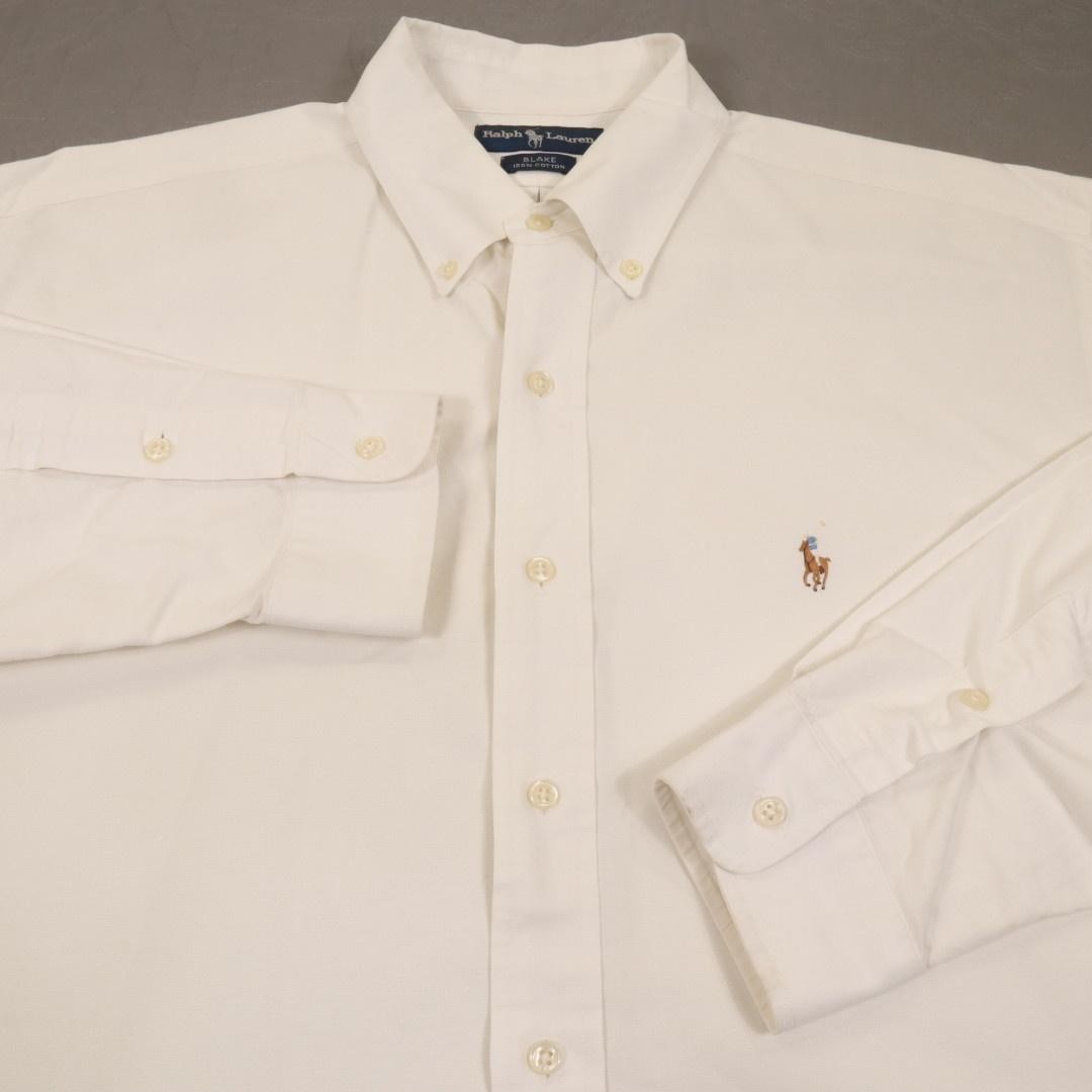 Ralph Lauren Blake Oxford Button Shirt Mens Large White Cotton Long Sleeve