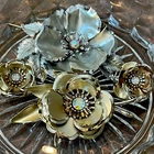 Vintage AB Costume Jewelry Lot Coro Flowers Roses Brooches Earrings Big 4 Pc 🌷