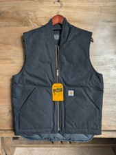 NWT Carhartt V01 Firm Duck Insulated Vest Mens M Black Relaxed Rib Collar Zip-Up