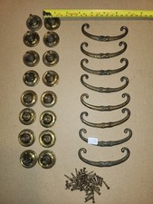 SET OF  8 ANTIQUE BRASS  DRAWER HANDLES Edwardian CHEST OF DRAWERS BUREAU DESK