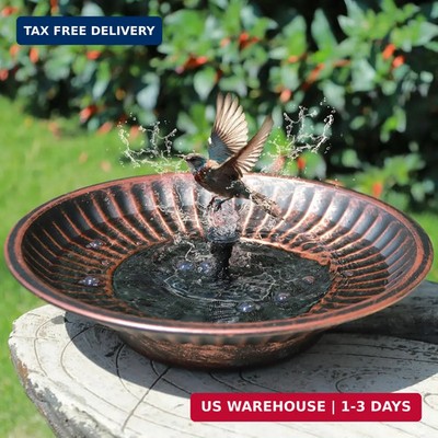 12.3'' Solar Fountain Bird Bath for Outside, Metal Solar Bird Bath Fountains, Bir