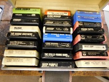 8 TRACK TAPES 24 VINTAGE ROCK AND CARRY CASE  ALL WORK 