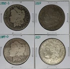 1880-S 1887 1889-O 1921 Morgan Dollar Lot of 4