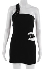 Area Womens Bodycon Mini Dress Black Buckle Sleeveless Size S