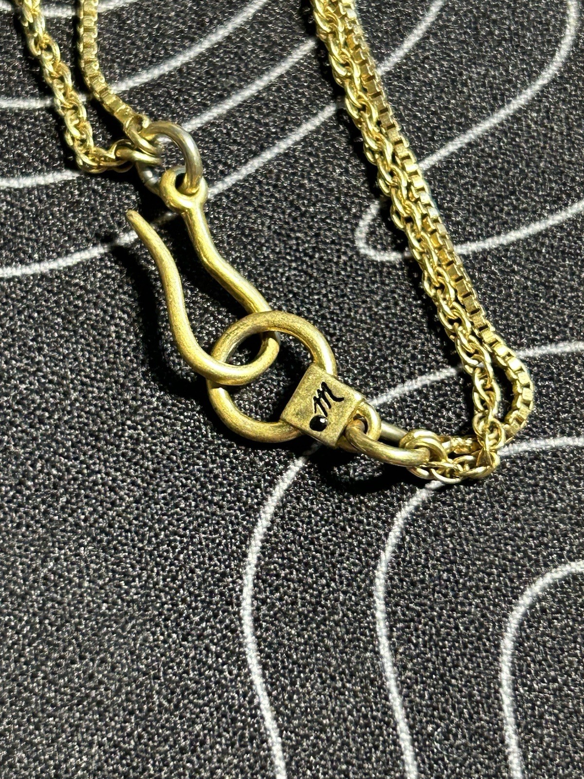 Madewell Brass Tiger eye Rectangular Pendant Neck… - image 7