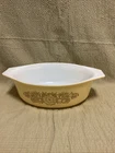 Vintage Pyrex 1 1/2 Quart Oval Golden Yellow Rosette 043 - Casserole Baking Dish