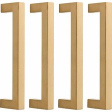 4 Pack Square Kitchen Wardrobe Cabinet Door Handles Gold Effect With Fixings