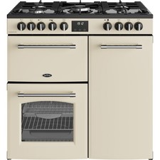 Image of Belling 444411821 Farmhouse 90DF 90cm Dual Fuel Range Cooker 5 Burners Cream