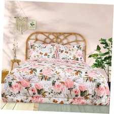 Comforter Set for Girls, Reversible Pink Floral Size Bed, 5 Twin Pink Flower