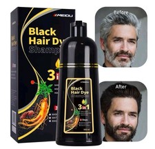 Meidu Black 3-in-1 Hair Color Dye Nourishing Hair Growth Shampoo 500ml Men Women