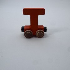 Maple Landmark Woodcraft Train Toys Magnetic Letter T Name Train Orange