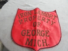 Vintage Large Iron Lamort Property Of George Michigan Motorcycle Club? Patch