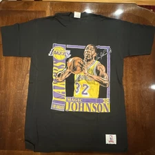 New Vintage 1991 Nutmeg Magic Johnson Los Angeles Lakers Stats T-Shirt, Size XL
