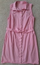 Tommy Hilfiger Red Gingham Plaid Collared w Pockets Belt A line Shirt Dress S