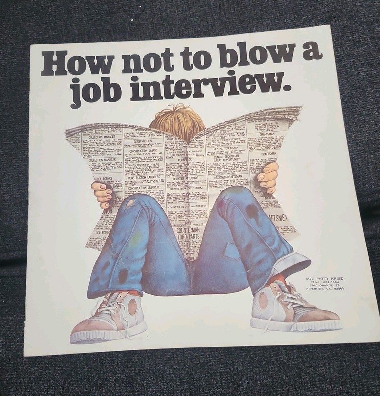 US ARMY Recruiting Book 'How To Not Blow An Interview' RARE Vintage 1970s