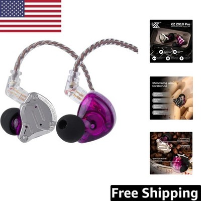 KZ ZS10 Pro Hybrid IEMs with Detachable Cable & Water Resistant Design - Purple
