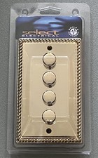 SELECT 4 GANG 1 WAY DIMMER SWITCH 19334GPG 40-250W POLISHED GOLD COLOUR NEW