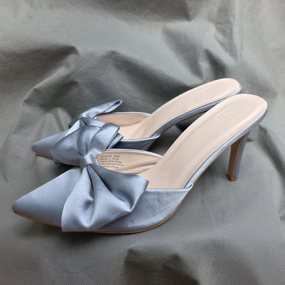 Zapatos sin cordones DB StudioDavid's Bridal talla 8,5 Something azul satinado Foto 2 de 4