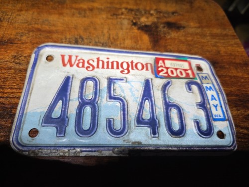 Washington Motorcycle License Plate Vintage Original 485463