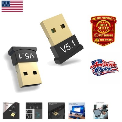 2 Pack USB Bluetooth 5.1 EDR Adapters - Enhanced Wireless Connectivity
