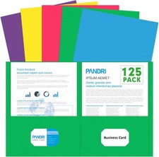 Two Pocket Folders, Paper Folders with Pockets, 125 Pack, 5 Colors