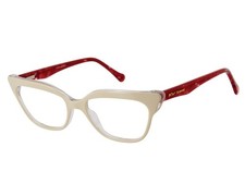 BETSEY JOHNSON Eye Candy White Womens Cat Eye Eyeglasses Frames 52/17/135
