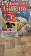 NY Yankees Casey Stengel 1956 Gillette Razor Cardboard Baseball Display Sign 