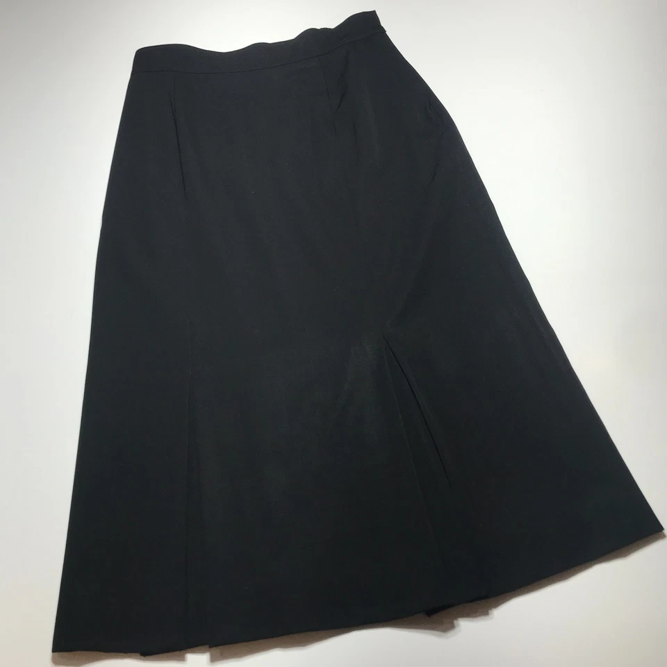 Falda Tahari Mujer Vintage 100% Lana Acampanada Midi Negra Plisados Invertidos Falda 12 Foto 2 de 4