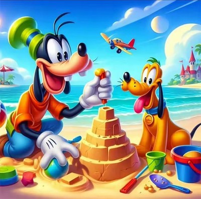 Goofy And Pluto Diamond Art/Painting 40x40 Rundbohrer