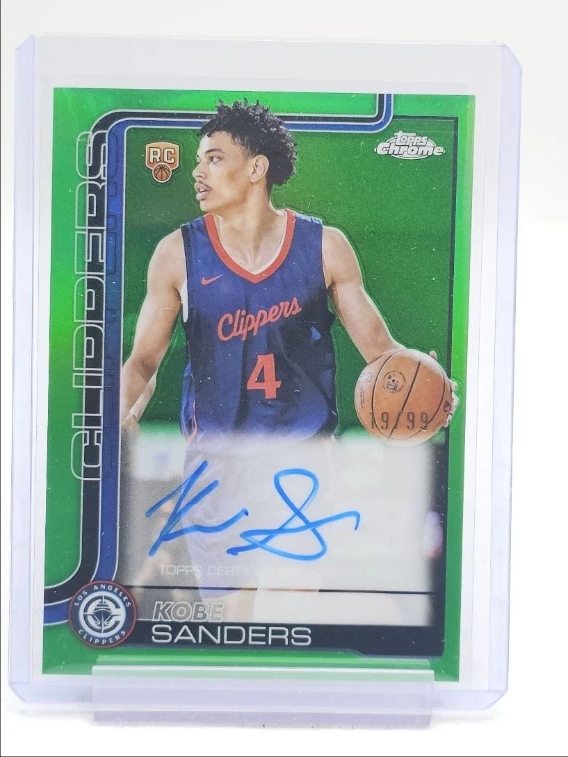 KOBE SANDERS 2025-26 TOPPS CHROME ROOKIE GREEN REFRACTOR RC AUTO